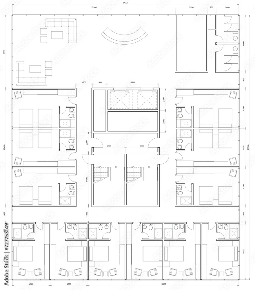 Apartment Floor Plan 2D Top Illustration with Notation