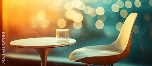 Abstract Defocus Background Enhancing the Elegance of a Chair and Table on an Artistic Abstract Defocus Background photo