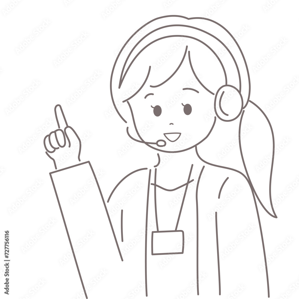 Webオペレーターの女性が指をさしているイラスト Webオペレーターの女性が指をさしているイラスト