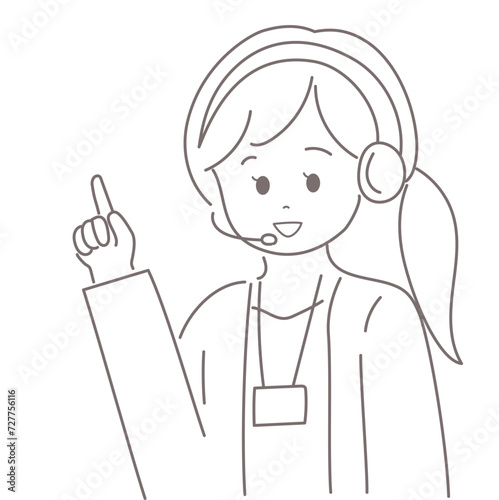 Webオペレーターの女性が指をさしているイラスト