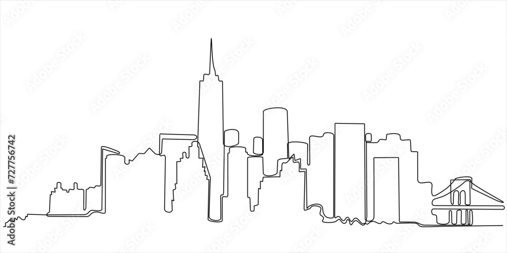 One of the skylines of New York City. Simple modern minimalist style vector.