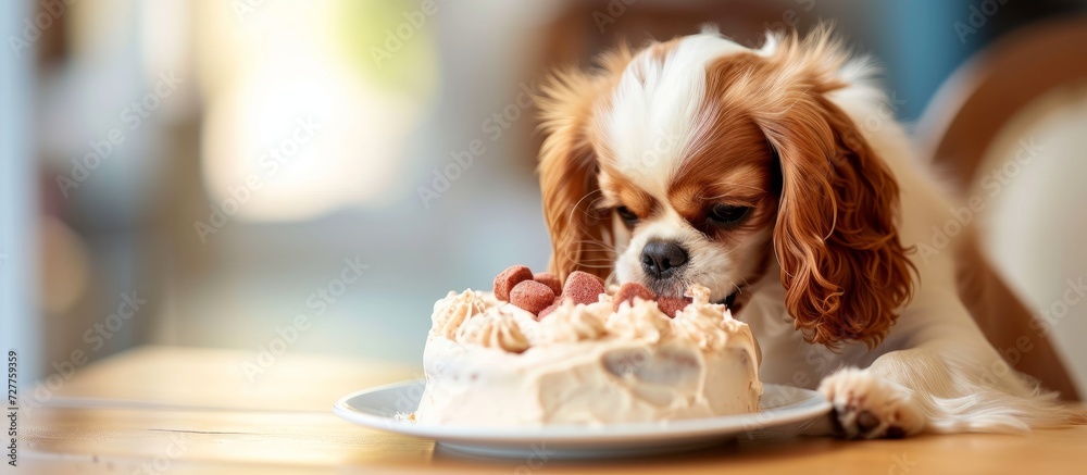 Adorable Little Puppy Enjoys Celebratory Papill Cake