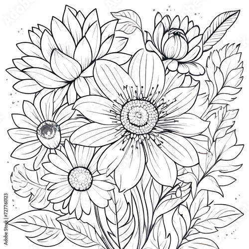 Wallpaper Mural Luxury floral coloring book pages line art sketch Torontodigital.ca
