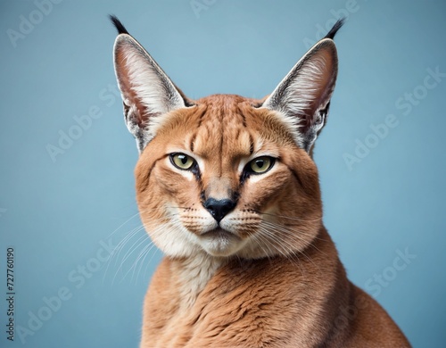 Caracal cat Isolated on blue pastel background  © GEMES