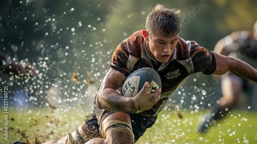 Rugby player in action - sports and fitness Generative AI photo