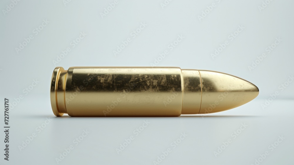 Hyper-realistic bullet on white background - Stock Image Generative AI