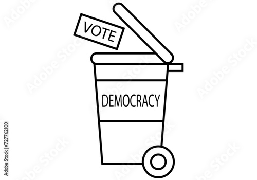 Icono negro de manipulación de resultados de votación para elecciones políticas. 