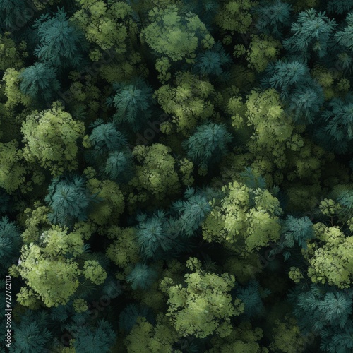 Lush Green Forest View Generative AI