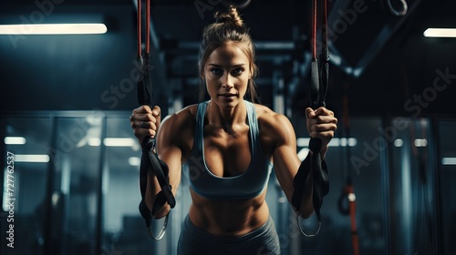 Fitness - Woman Exercising with Rope Generative AI