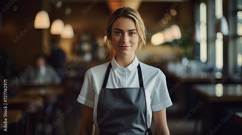 Café Interior with Friendly Waiter Generative AI Café Interior with Friendly Waiter Generative AI