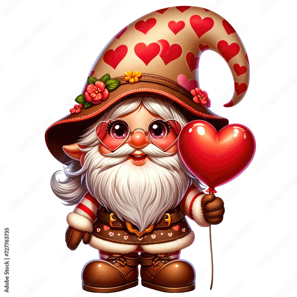 Obraz premium Valentine's Day Gnome with Heart Decorations