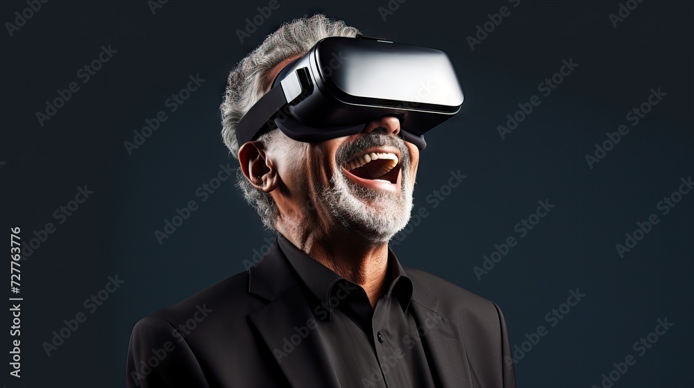 Elderly Man Exploring Virtual World Generative AI Elderly Man Exploring Virtual World Generative AI