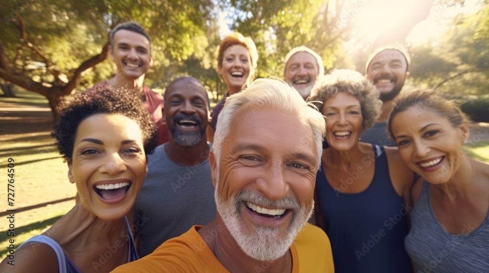 Obraz premium Senior Fitness Group Photo for Health and Wellness Generative AI