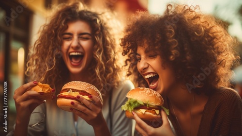 friends enjoying food in outdoor setting Generative AI
