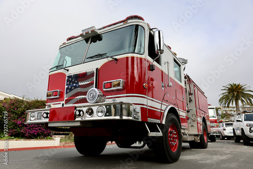 front view of firetruck at a call for help photo