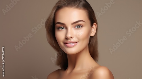 Happy and Confident Woman Portrait with Beauty and Dermatology Generative AI