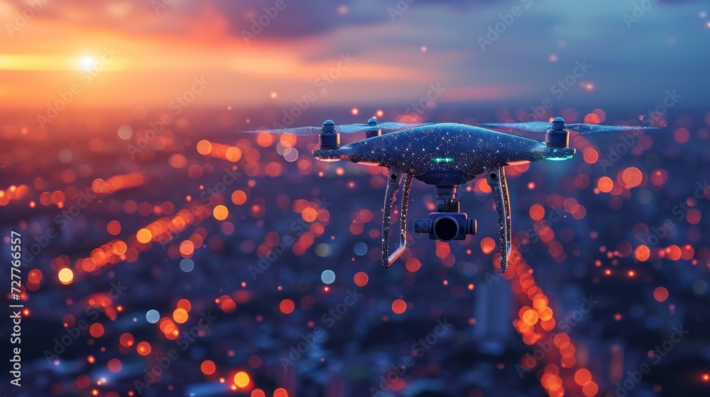 Drone surveying urban infrastructure with interconnected devices Generative AI