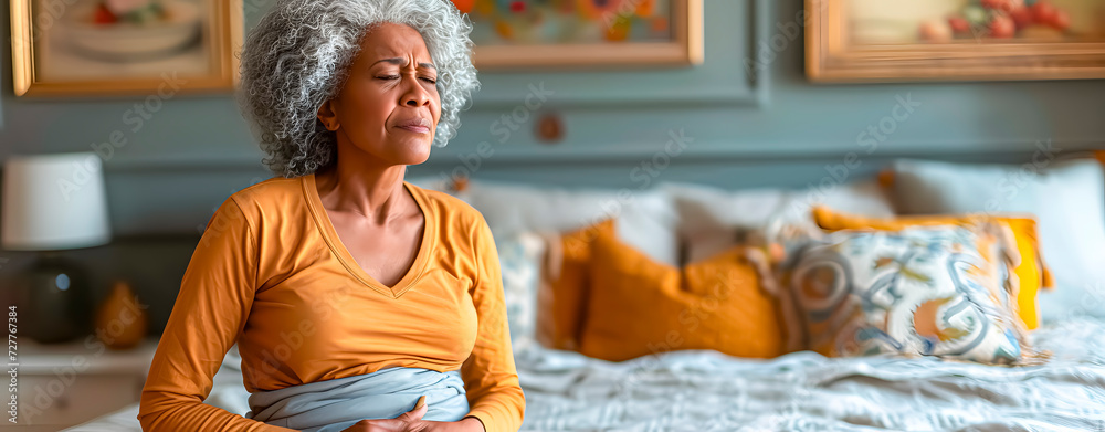 Adult woman with stomach or belly pain