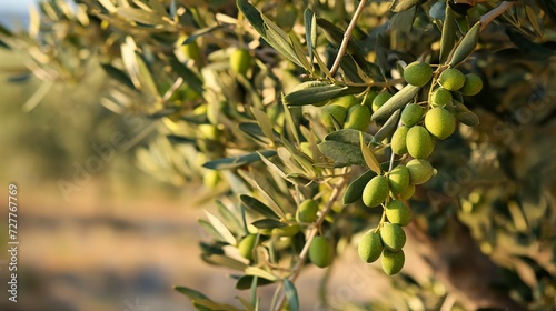 Olive oil brunches, trees full of olives