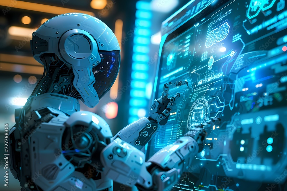 Fototapeta premium Data science and big data technology. Scientist computing, analysing and visualizing complex data set on computer.