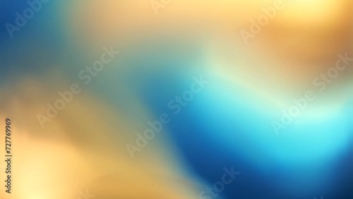 Colorful abstract background with soft grain for loop playback. Blurred gold blue dynamic gradient animation on abstract background