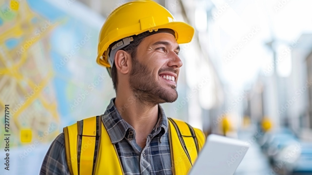 Engineer holding digital tablet inspecting wind turbines Engineer holding digital tablet inspecting wind turbines