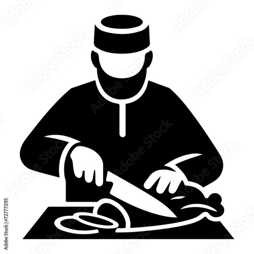 Butcher meat cutting silhouette vector icon, clipart, symbol, black color