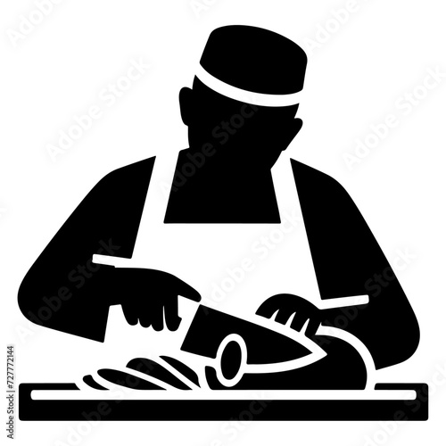 Butcher meat cutting silhouette vector icon, clipart, symbol, black color