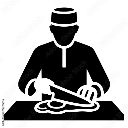 Butcher meat cutting silhouette vector icon, clipart, symbol, black color