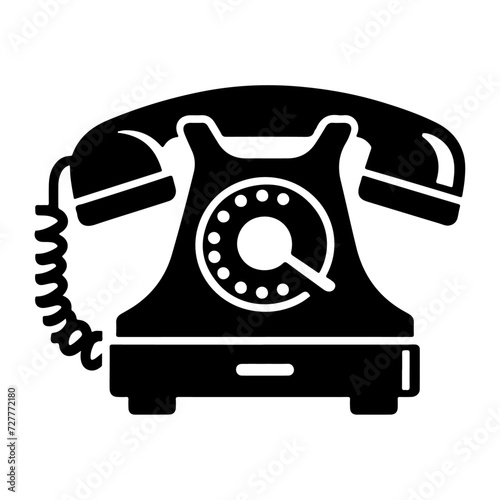 old telephone icon vector silhouette, clipart, symbol, black color silhouette
