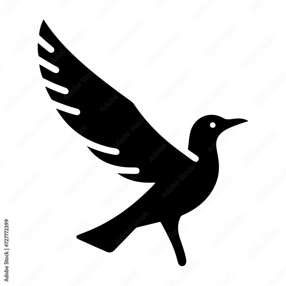 Obraz premium minimal Seagull vector icon, flat symbol, black color silhouette