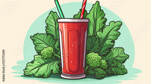 Refreshing Red Drink With Two Straws