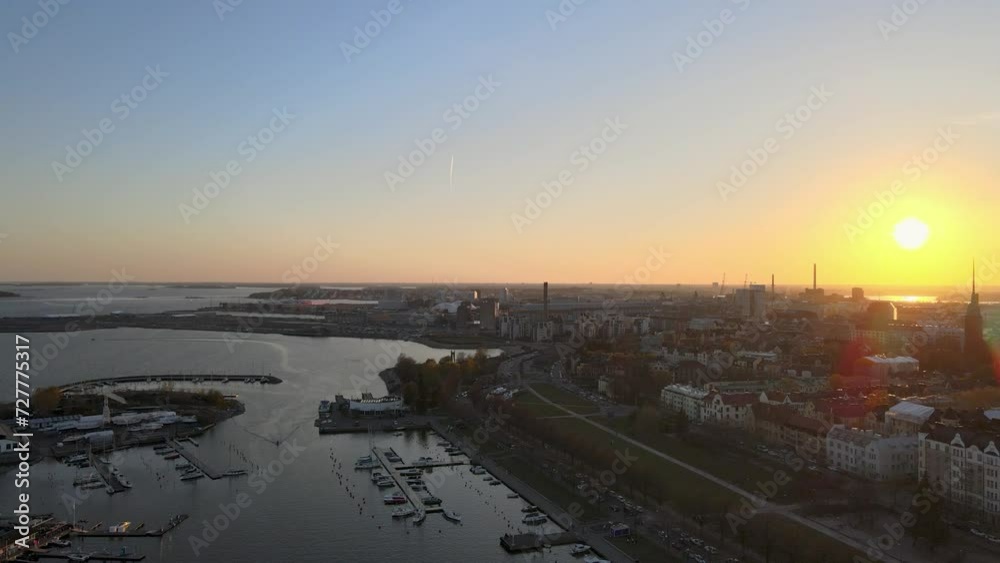 Aerial view of Kaivopuisto Park, known as Kaivopuisto in Finnish, in Helsinki during the evening. Aerial view of Kaivopuisto Park, known as Kaivopuisto in Finnish, in Helsinki during the evening.