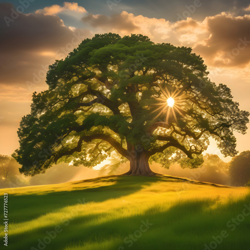  Sunlight Streams Through Majestic Oak Tree © Deepak