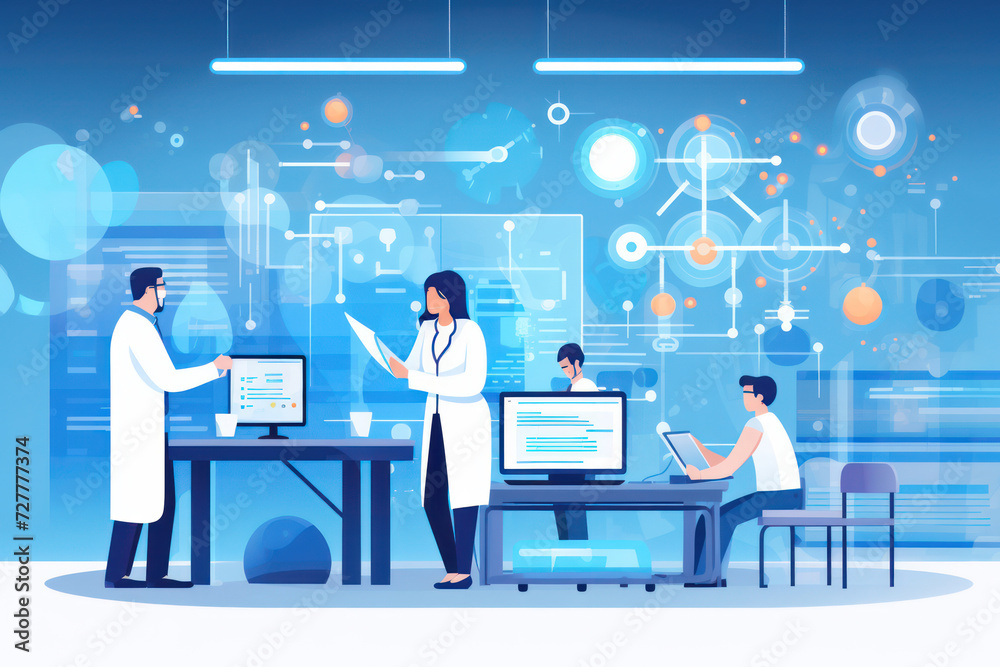 Modern Digital Healthcare: Virtual Doctor's Futuristic Consultation on White Background