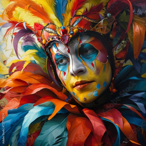 The vibrant and ultrarealistic mayhem of Carnaval, characterized by its bright and lively colors.