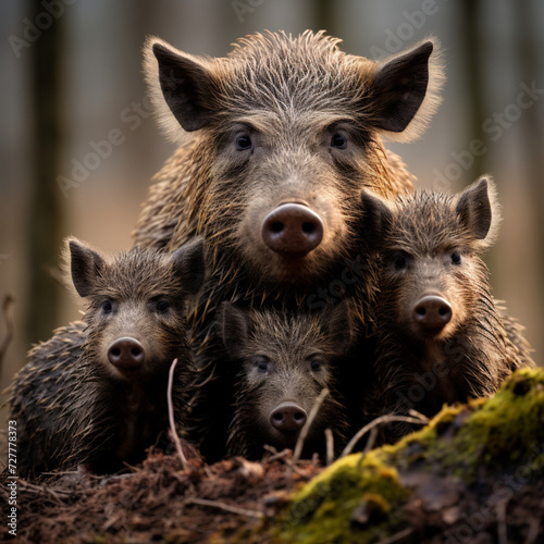 Wild boar family.