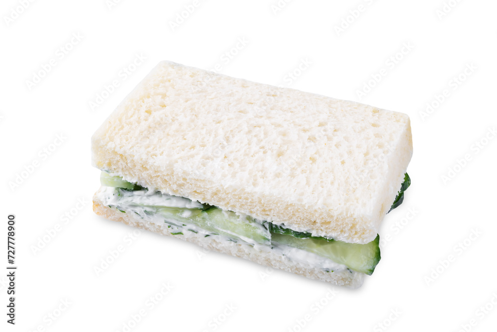 Cucumber dill cream cheese tea sandwich on a white isolated background Cucumber dill cream cheese tea sandwich on a white isolated background