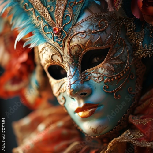 Witness the vibrancy of the occasion with a striking carnival mask. © Artur