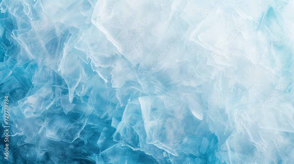 Ice cold texture background. Cracked and scattered ice pieces.