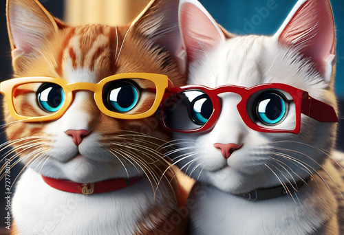 Cute cat with glasses