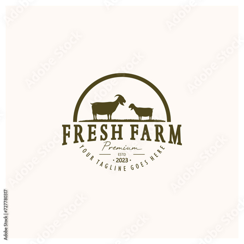 vintage organic animal farm logo premium retro  silhouette for business, livestock, labels and badges.