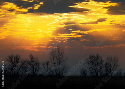 Dramatic clouds at sunset in pannonia Burgenland