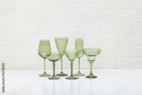 Concept with colored glass goblets
