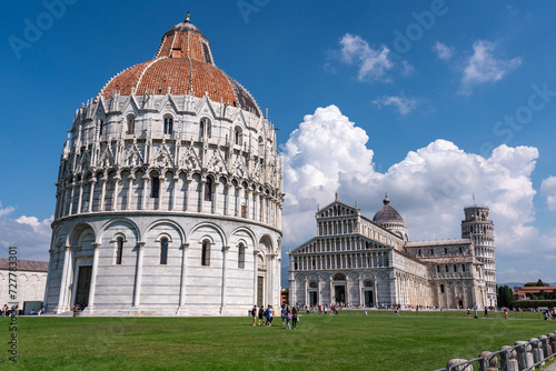 Cathedral  baptistery and famous leaning tower of Pisa