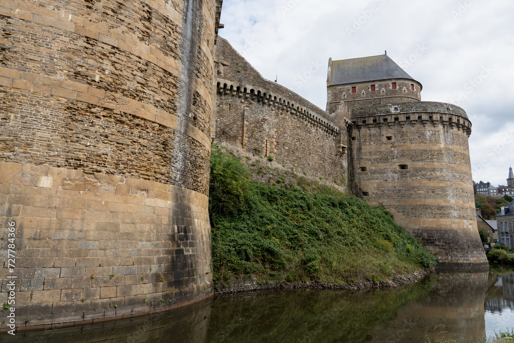 Obraz premium stonework of an aged medieval castle, the Chateau de Fougeres, France