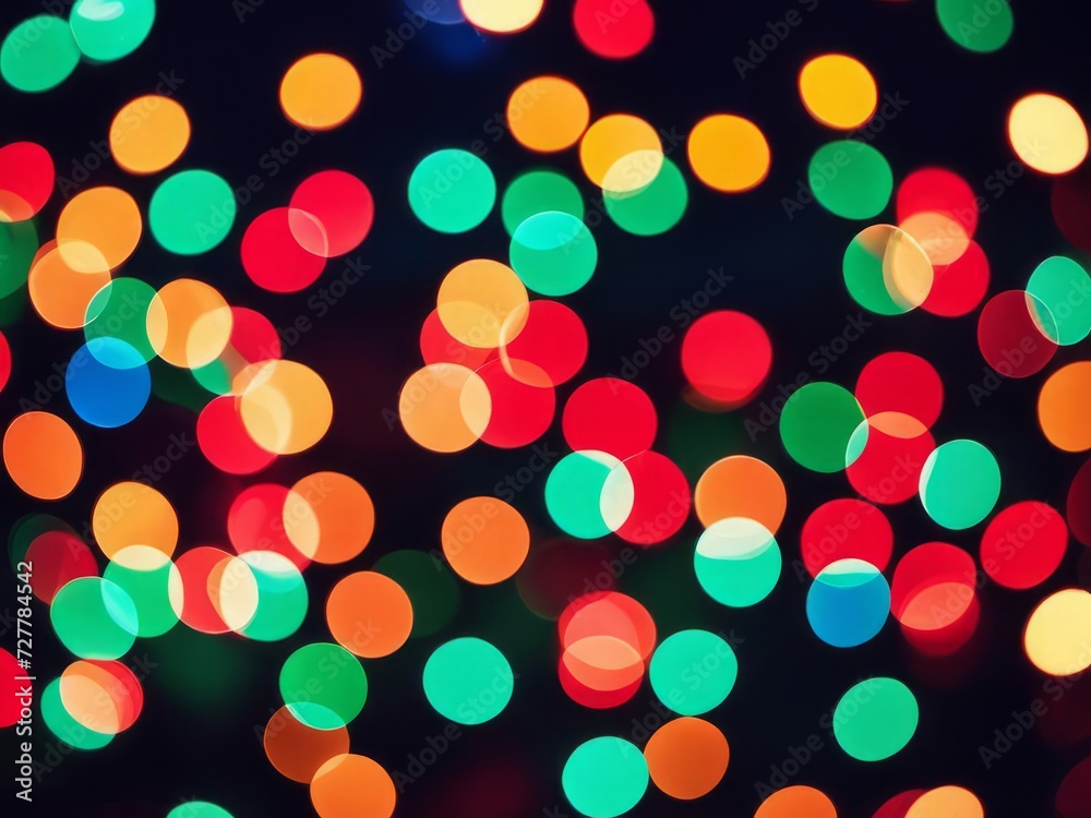 Colorful Christmas Tree With Baubles And Blurred Shiny Lights Bokeh