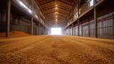 A huge granary is filled with grain