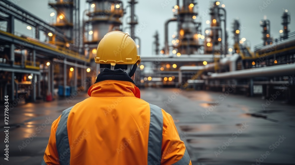 Professional engineer working at oil refinery and gas processing plant. Generative AI. Professional engineer working at oil refinery and gas processing plant. Generative AI.