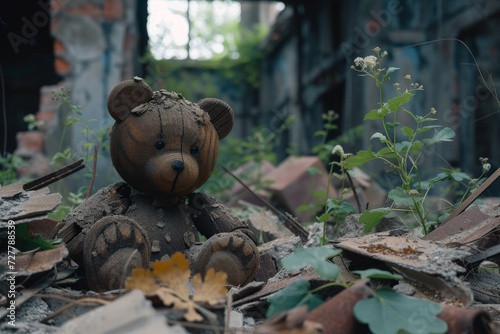 Teddy Bear Atop Rubble photo